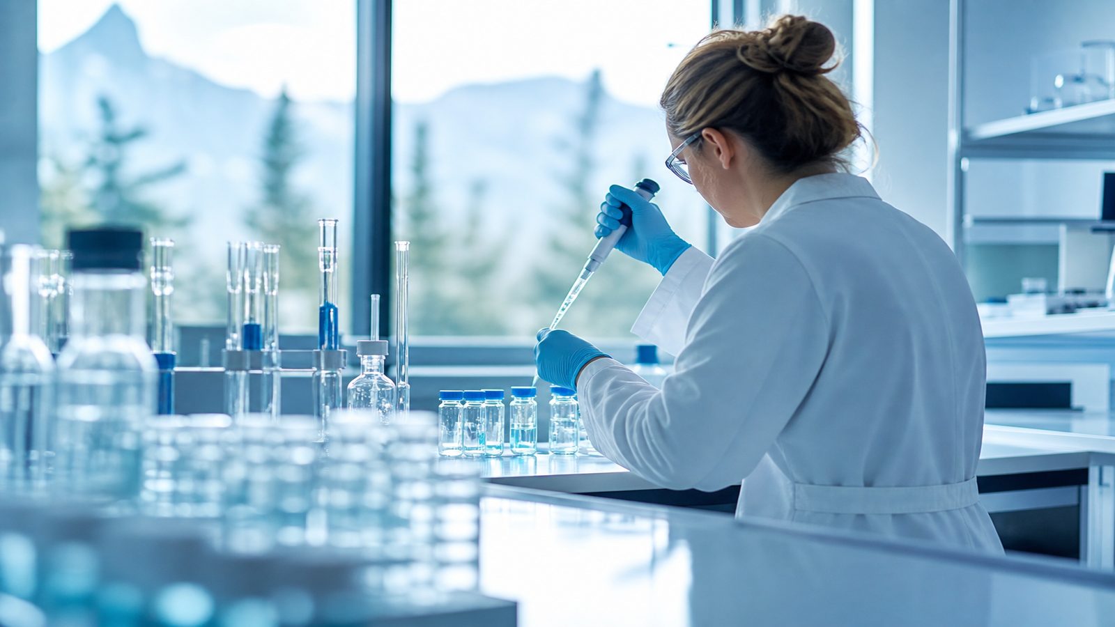 Scientist working with samples in a biotechnology laboratory